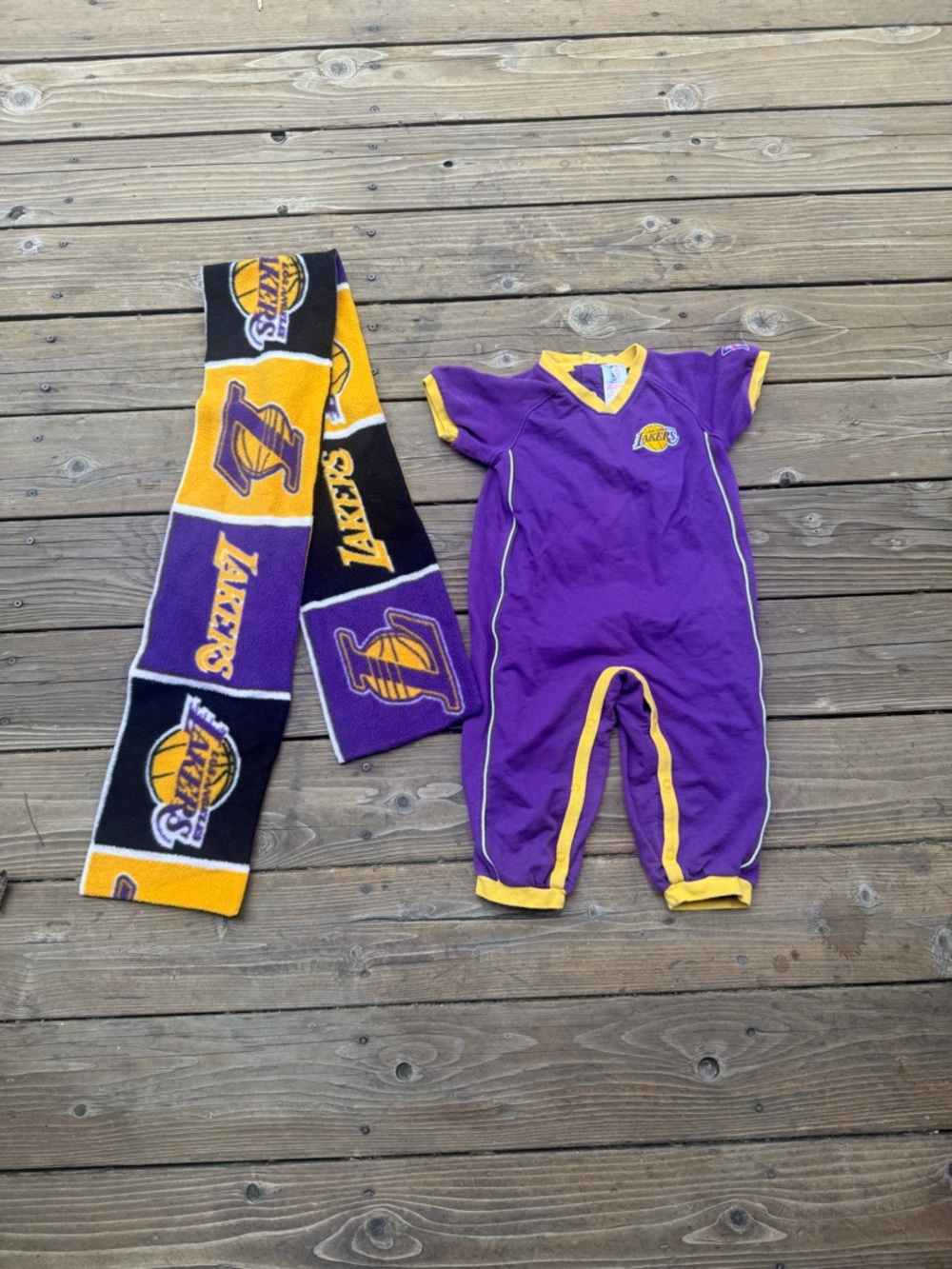 NBA Los Angeles Lakers Purple and Gold Kids Pajama Set with Scarf